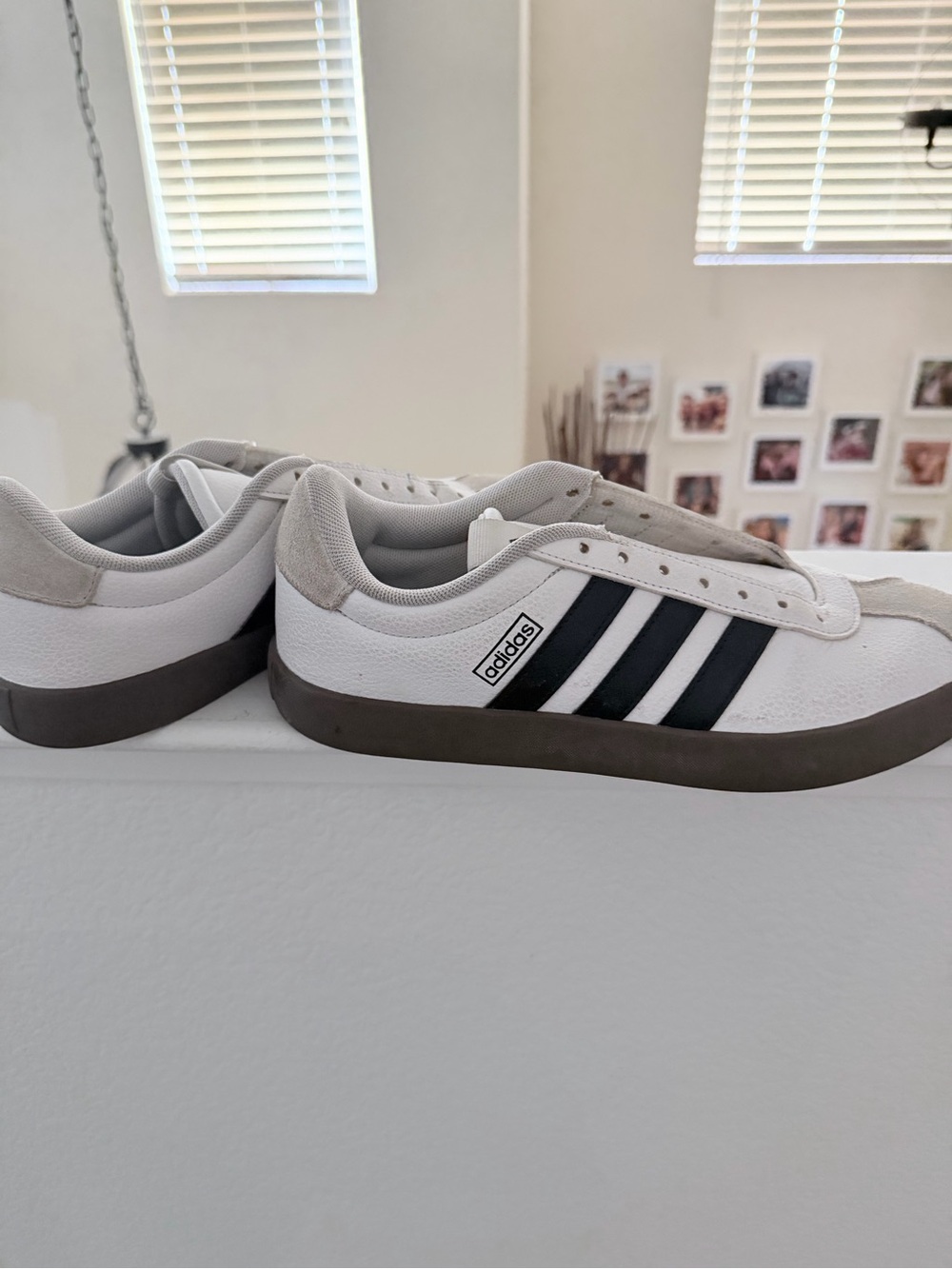 adidas women’s  White & Black Low-Top Sneakers. Just need laces